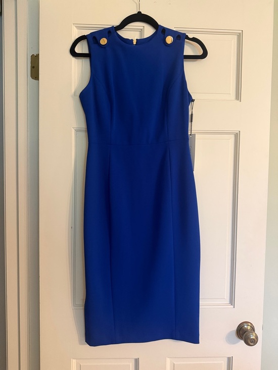 Calvin Klein Dresses & Skirts - Calvin Klein Cobalt Blue Sleeveless Sheath Dress with Gold Buttons